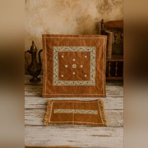 Vintage Embroidered Linen Set — 2 Pieces